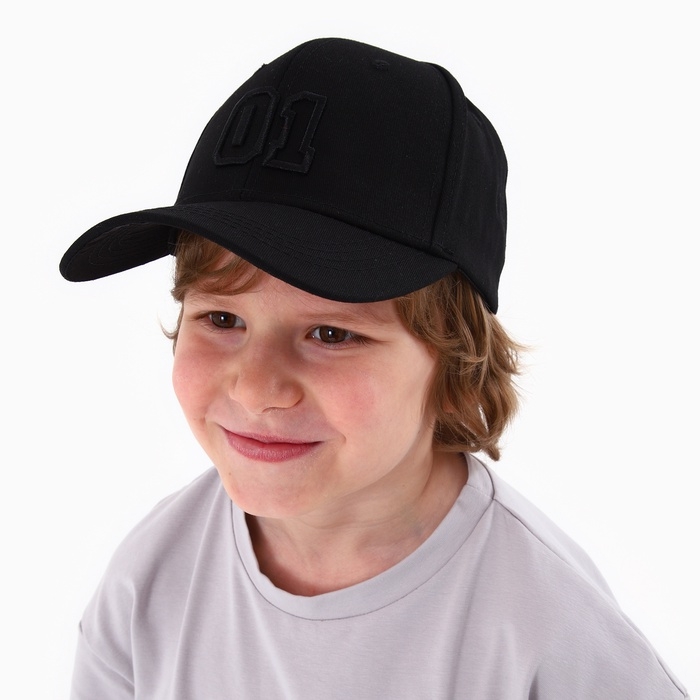 Кепка детская для мальчика &laquo;01&raquo;, цвет чёрный, р-р 52-54, 5-7 лет