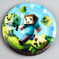 Тарелка одноразовая бумажная &laquo;Пиксели&raquo;, 18 см