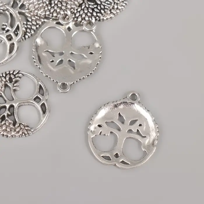 Металлический элемент, декоративная подвеска &laquo;Арт Узор. Дерево жизни&raquo;, серебро, 2.6&times;2.3 см