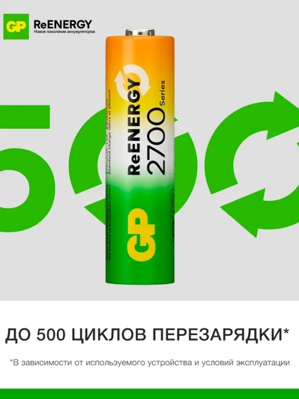 Аккумулятор GP, Ni-Mh, AA, HR6-4BL, 1.2В, 2700 мАч, блистер, 4 шт.
