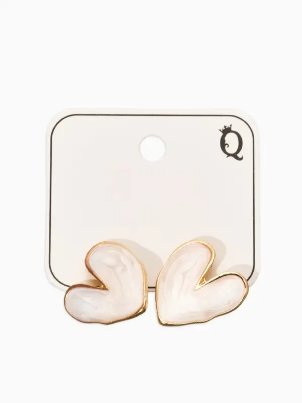 Серьги "Сердечки перламутровые", цвет белый в золоте