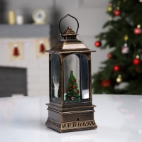 Светодиодная фигура &laquo;Фонарь с ёлкой&raquo; 7.8 &times; 19.5 &times; 7.8 см, пластик, батарейки ААх3 (не в комплекте), USB, свечение тёплое белое