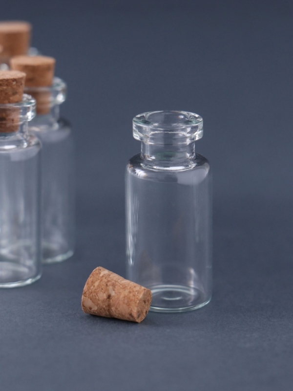 Бутылочка с пробкой, стекло, прозрачная 3 мл набор 12 шт 3,5х1,6х1,6 см