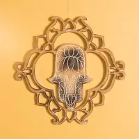 Панно "Хамса" МДФ, 40х40х1 см, цв. коричнево-белый