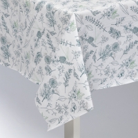 Скатерть на стол Доляна 137&times;180 см, бело-зеленая