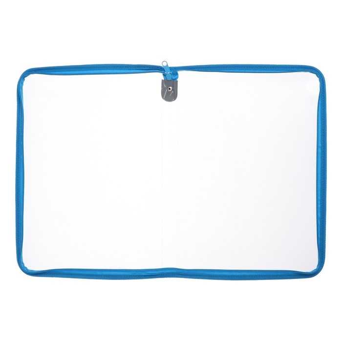 Папка пластиковая А4, 325 х 230 х 25 мм, молния вокруг, Calligrata "Офис", ПМ-А4-01, 0.5 мм, прозрачная, голубая