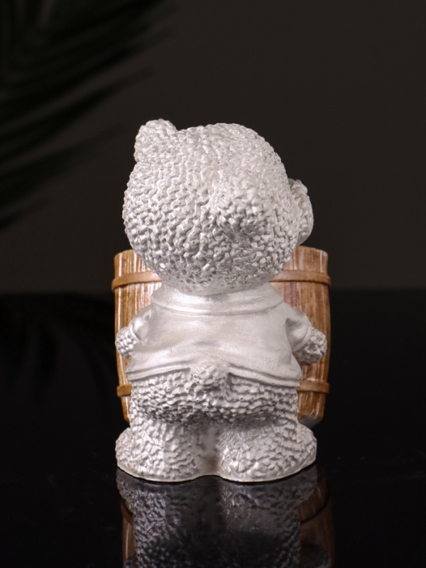 Кашпо "Медведь с горшочком" 9х10х6 см,перламутр