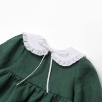 Платье с воротничком Крошка Я Linen, 86-92, зеленый