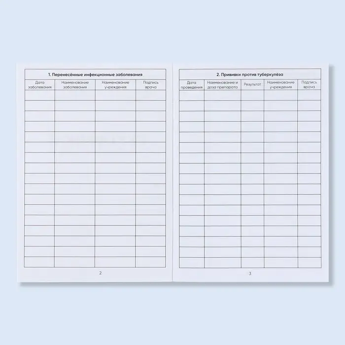 Сертификат о профилактических прививках А6, классика, 24 страницы