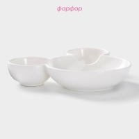 Менажница фарфоровая Доляна &laquo;Мишка&raquo;, 400 мл, 19&times;13,5 см, 3 ячейки, цвет белый