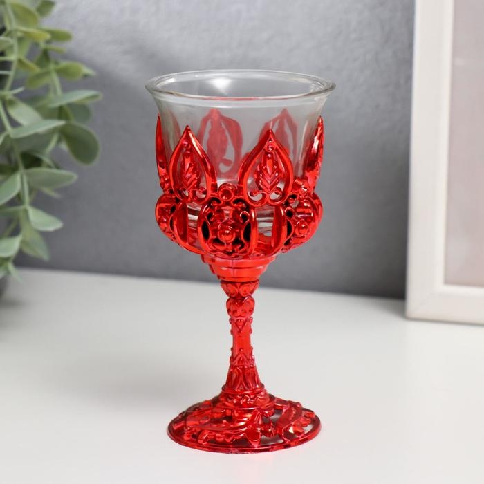 Подсвечник пластик, стекло Подсвечник пластик, стекло "Наслаждение" красный 10,5х6х6 см