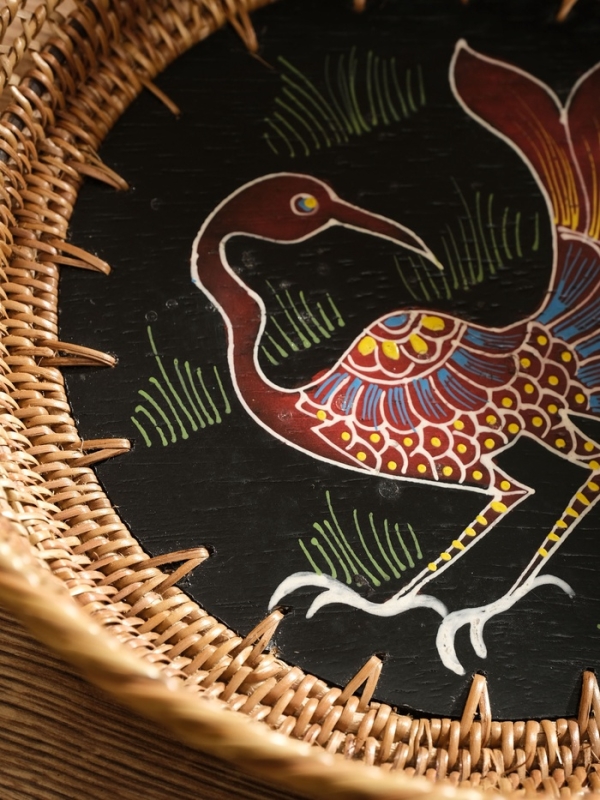 Корзинка плетеная ротанг Корзинка плетеная ротанг "Павлин", 23х23х7 см, МИКС