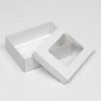 Коробка подарочная складная, упаковка, крышка - дно, с окном, белая, 16.5&times;12.5&times;5.2 см