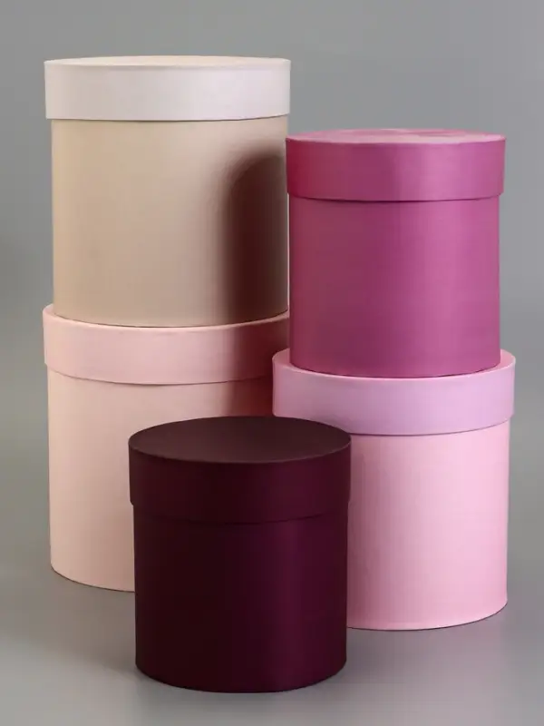 Набор круглых коробок 5 в 1" Лаванда", 20 х 20 - 15 х 15