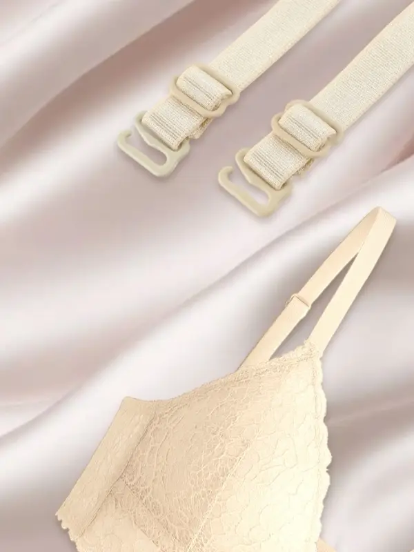 Лямки для бюстгальтера, текстильные, 1 см, 37 см, пара, бежевые