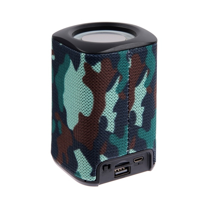 Портативная колонка Luazon LZZ-60, 5 Вт, 500 мАч, подсветка, micro SD, хаки