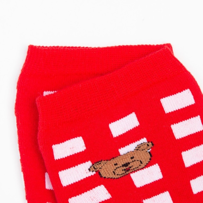 Носки детские махровые, цвет красный/белый, размер 16