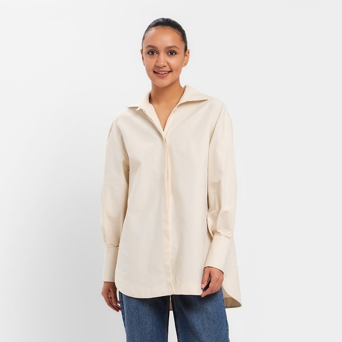 Рубашка женская MINAKU: Casual Collection цвет молочный, р-р 48 Рубашка женская MINAKU: Casual Collection цвет молочный, р-р 48