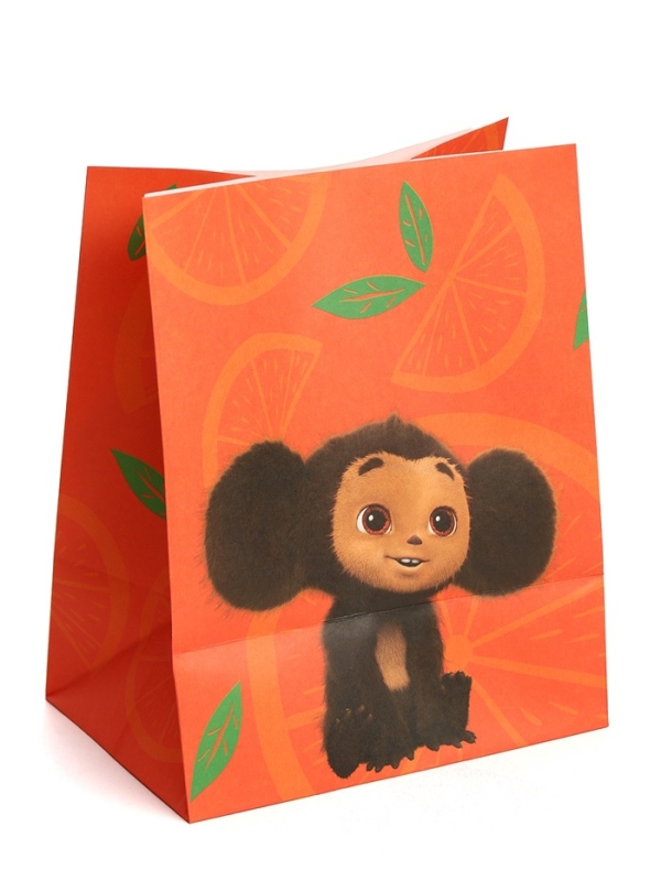 Набор крафтовых пакетов со стикерами, Чебурашка, 18х22х12 см