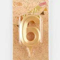 Свеча в торт &laquo;Цифра 6&raquo;, золотая, 6.5 см