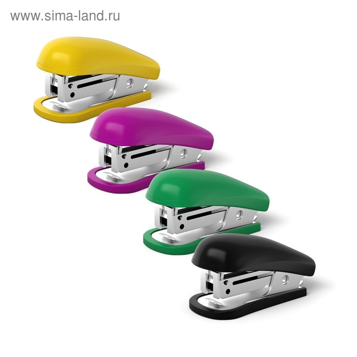 Степлер ErichKrause mini № 24/6, до 20 листов, вмещает до 50 скоб, глубина закладки бумаги до 25 мм, микс