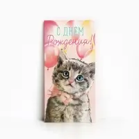 Конверт для денег &laquo;С Днём рождения!&raquo; мяу, 16.5 &times; 8 см