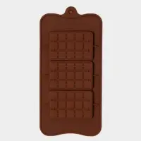 Форма для шоколада Доляна &laquo;Мини-десерт&raquo;, силикон, 22&times;11 см, 3 ячейки (5&times;7.5 см), коричневая