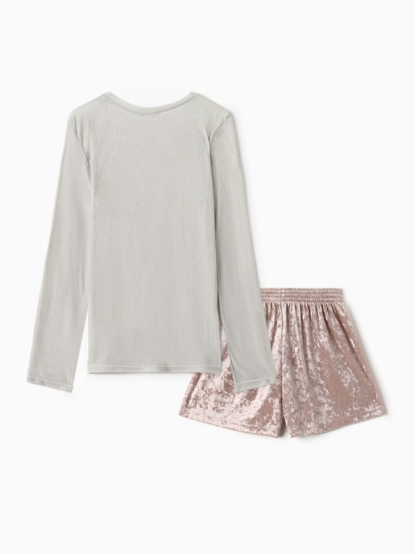 Комплект женский (лонгслив и шорты) KAFTAN "Бархат", 40-42, розовый