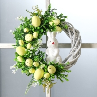 Венок на дверь интерьерный "Зайчик пасхальный" жёлтый d=29 см Венок на дверь интерьерный "Зайчик пасхальный" жёлтый d=29 см