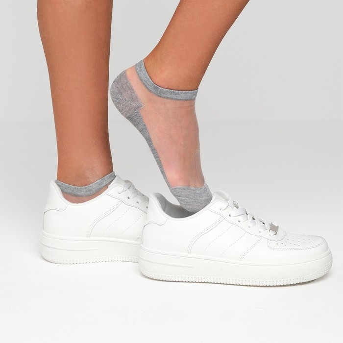 Набор стеклянных носков 3 пары "Француженка", р-р 36-37 (23 см), цвет мята/корал/серый