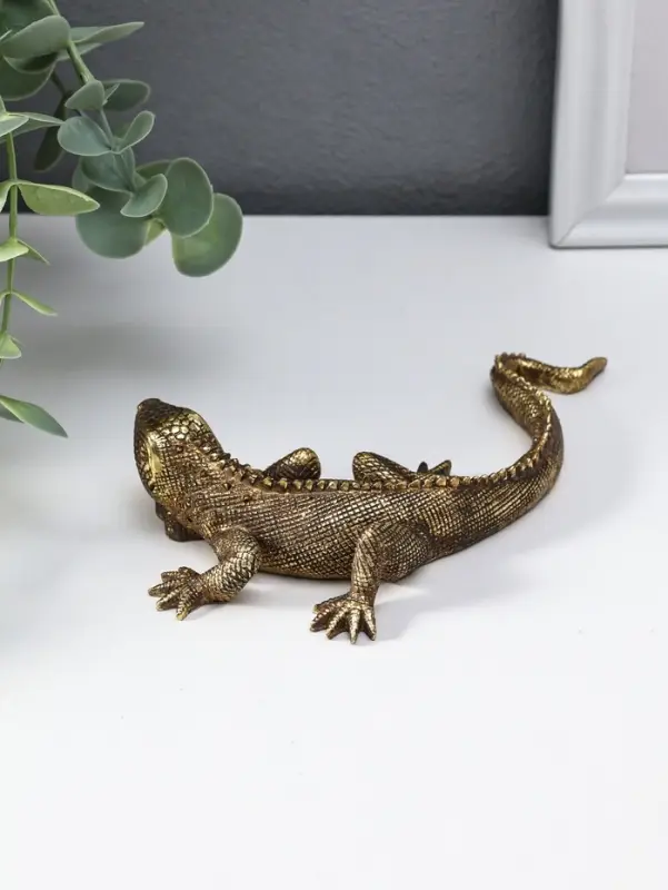 Сувенир полистоун "Игуана" золото 15,5х11х3,2 см