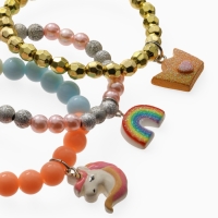 Браслет детский "Выбражулька" 3шт, сияние, единорог, радуга, корона, цветной