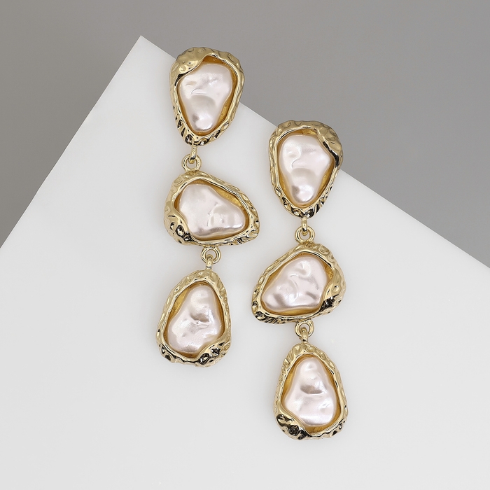 Серьги с жемчугом &laquo;Гавань&raquo; сознание, цвет золото