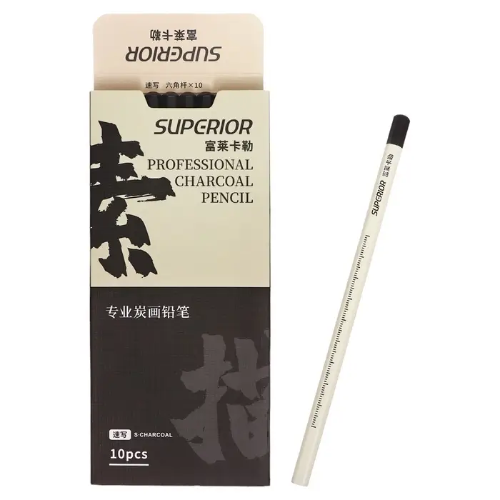 Карандаш угольный чёрный, Sketch, корпус белый