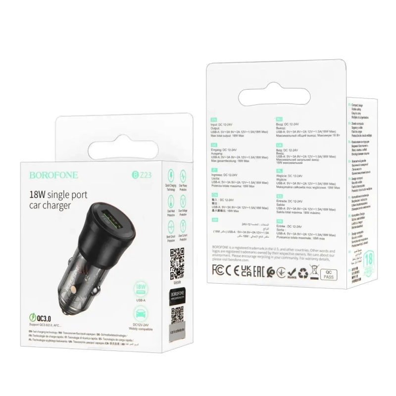Переходник BZ23 АЗУ на Type-C PD18W Borofone черный