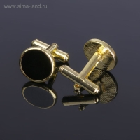 Запонки металлические &laquo;Круг&raquo; с эмалью , цвет чёрный в золоте