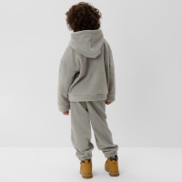 Костюм флисовый (худи и брюки) детский MINAKU: Fleece Soft, цвет графит, рост 128 см