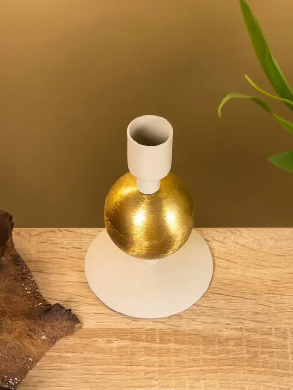 Подсвечник на 1 свечу текстурный "Фисташковый" с 1 сферой 7,5х7,5х11,5 см