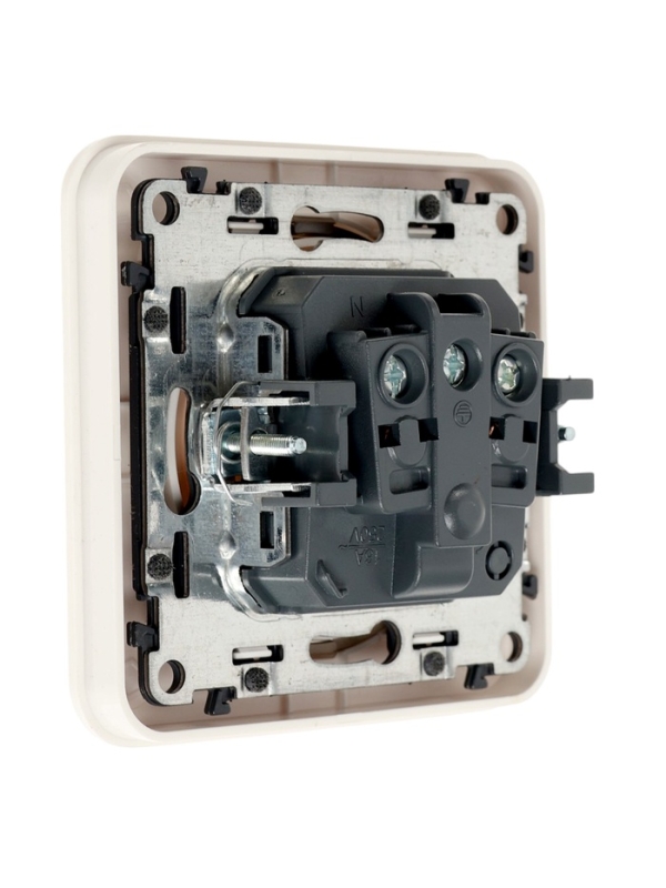 Розетка одноместная, серия Розетка одноместная, серия "Circular", 16 А, скрытая, с з/к, белая, серебристая рамка