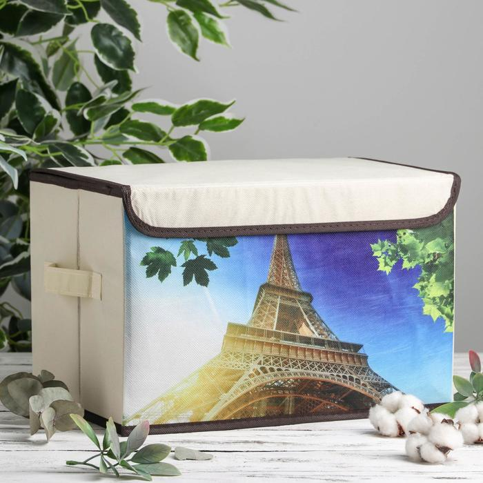 Короб стеллажный для хранения с крышкой &laquo;Эйфелева башня&raquo;, 38&times;25&times;24 см