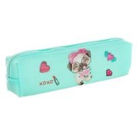 Пенал школьный на молнии Собачки Бирюзовый