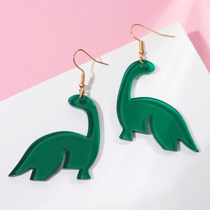 Серьги акрил &laquo;Динозаврик&raquo; мультяшный, цвет зелёный