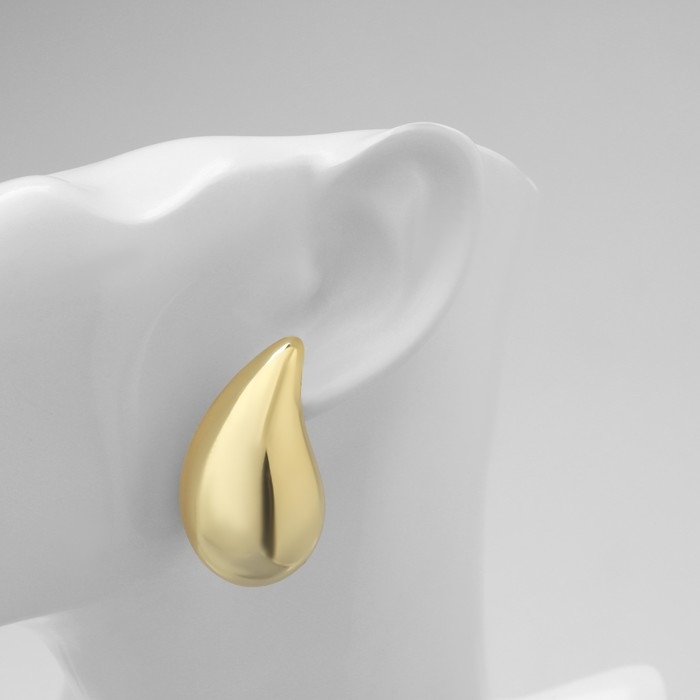Серьги пластик &laquo;Капля&raquo; крупная, цвет золото