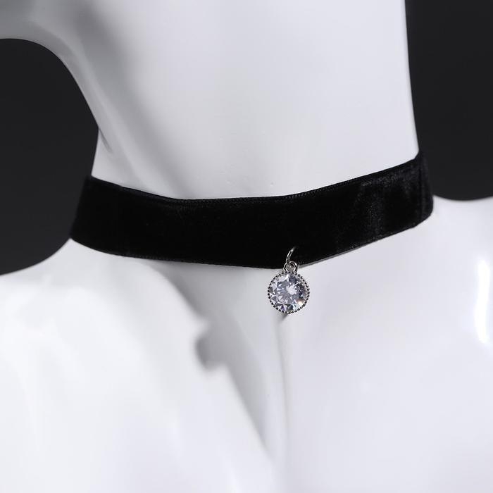 Чокер &laquo;Стразинка&raquo; кружок, цвет белый в серебре, 33 см