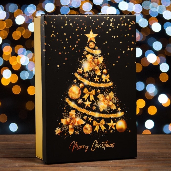 Новый год. Коробка подарочная новогодняя складная, крышка-дно, Новый год. Коробка подарочная новогодняя складная, крышка-дно,"Merry Christmas" 30 х 20 х 9 см