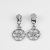 Бегунок автоматический для металлической молнии, №3, декоративный &laquo;Снежинка&raquo;, 10 шт, цвет никель