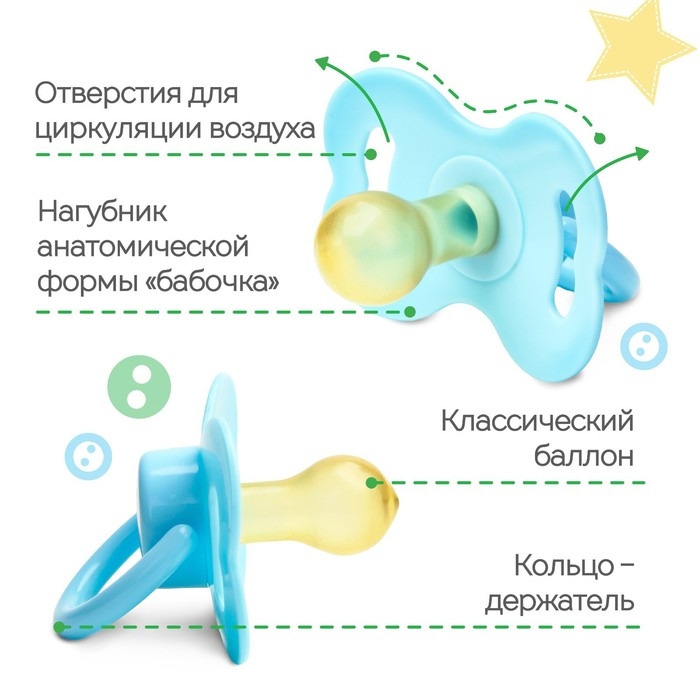 Соска - пустышка латексная классическая &laquo;Наш малыш&raquo;, от 0 мес., цвет голубой