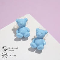 Серьги пластик &laquo;Мишки&raquo; объёмные, цвет голубой