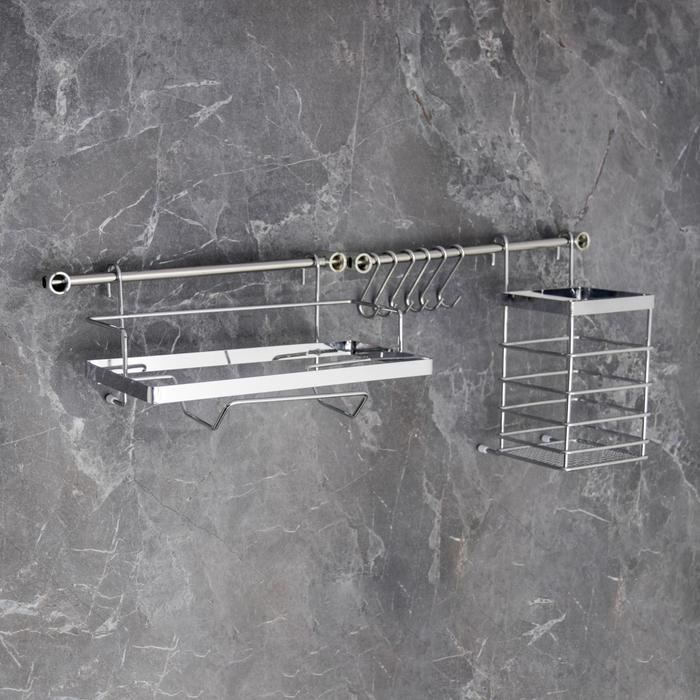 Рейлинговая система для кухни Доляна: базовый набор, 10 предметов Рейлинговая система для кухни Доляна: базовый набор, 10 предметов