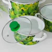 Набор кастрюль &laquo;Поздние яблоки&raquo;, 3 предмета: 1,5 л, 2,3 л, 5 л, стеклянные крышки, индукция